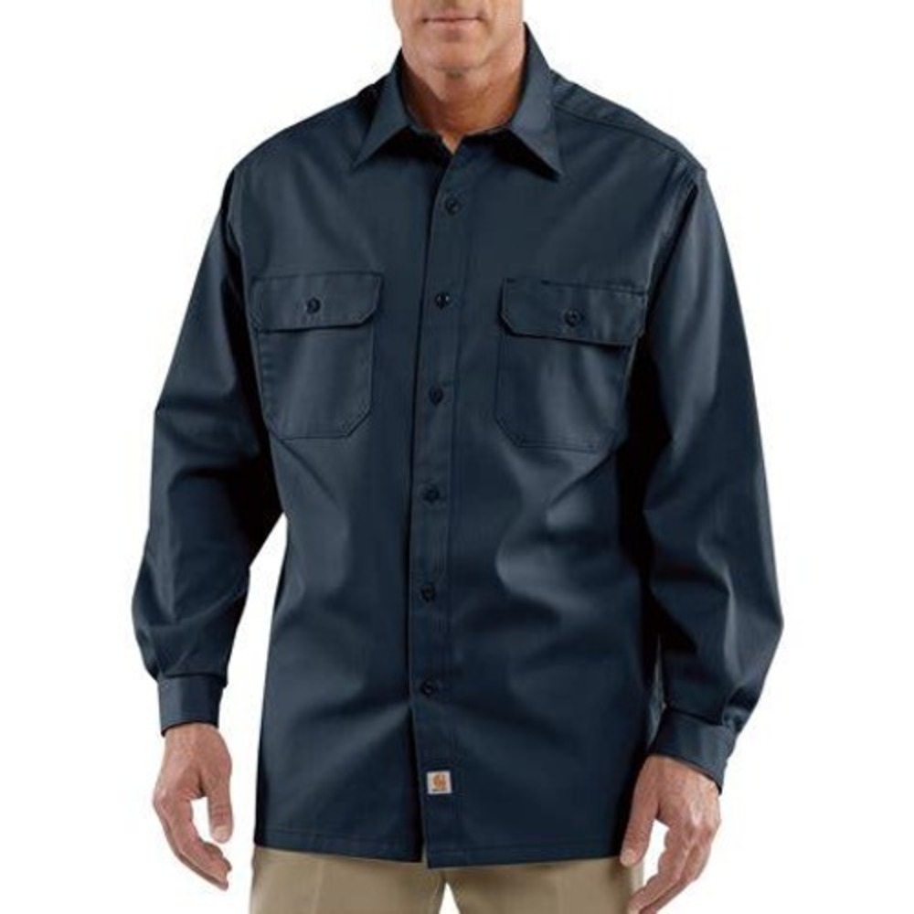 Carhartt Men's Dark‎ Navy Long Sleeve Twill Work Shirt 3XL S224 Stain Breaker